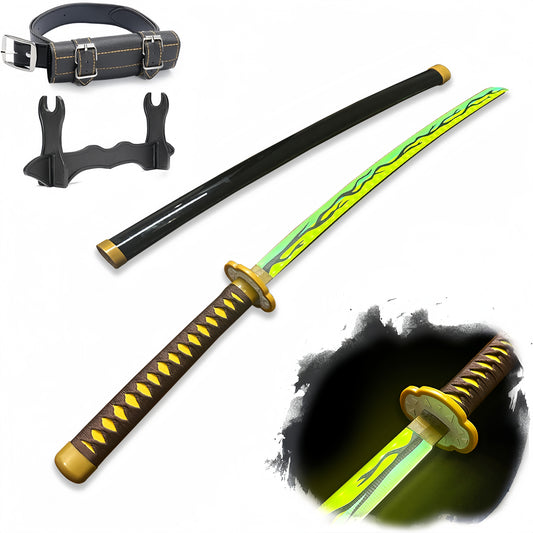 Light Up Demon Slayer Sword 2.0 Inadama Kaigaku - 40 inches Plastic Anime cosplay prop with Belt & Stand