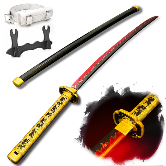 Light Up Sword Demon Sword 2.0 Yoriichi- Rechargeable, 40 Inch Plastic Anime Replica Light Up Katana with Belt & Stand - Anime Sword with Authentic Design