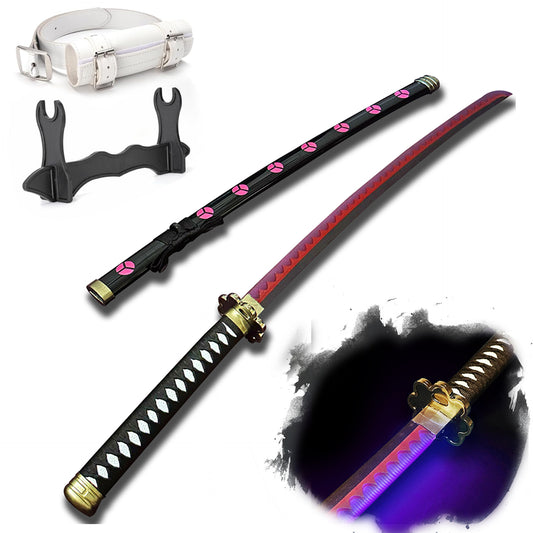 Light Up Sword Demon Sword 2.0 Shusui- Rechargeable, 40 Inch Plastic Anime Replica Light Up Katana with Belt & Stand - Anime Sword with Authentic Design