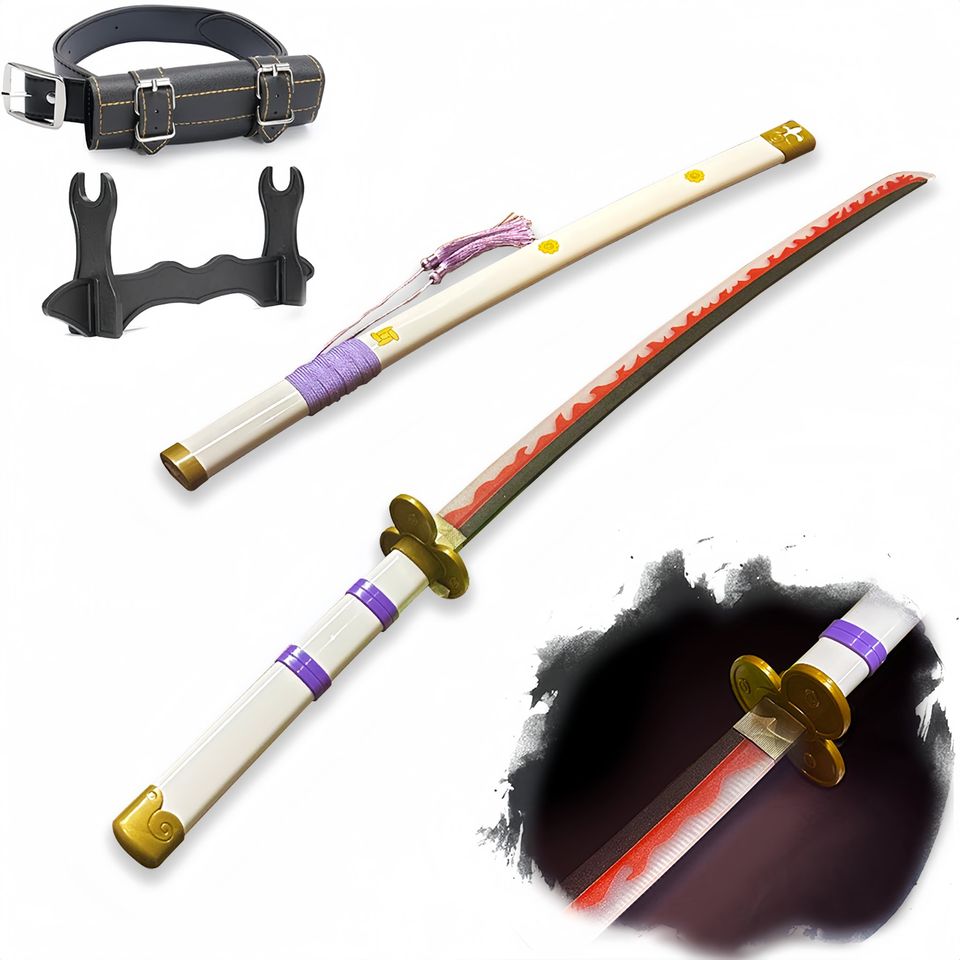 Light Up One Piece Yama Enma White Sword 2.0 - 40 inches Plastic Anime cosplay prop with Belt & Stand