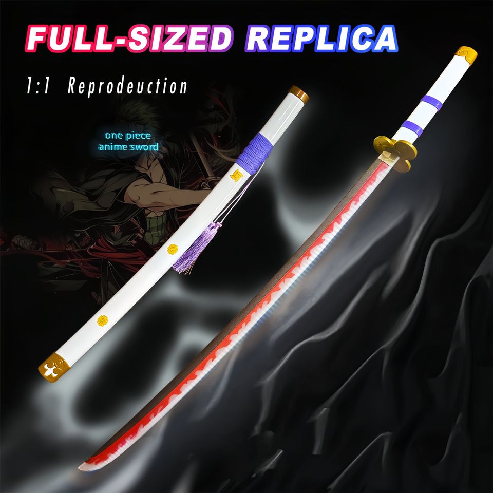 Light Up One Piece Yama Enma White Sword 2.0 - 40 inches Plastic Anime cosplay prop with Belt & Stand