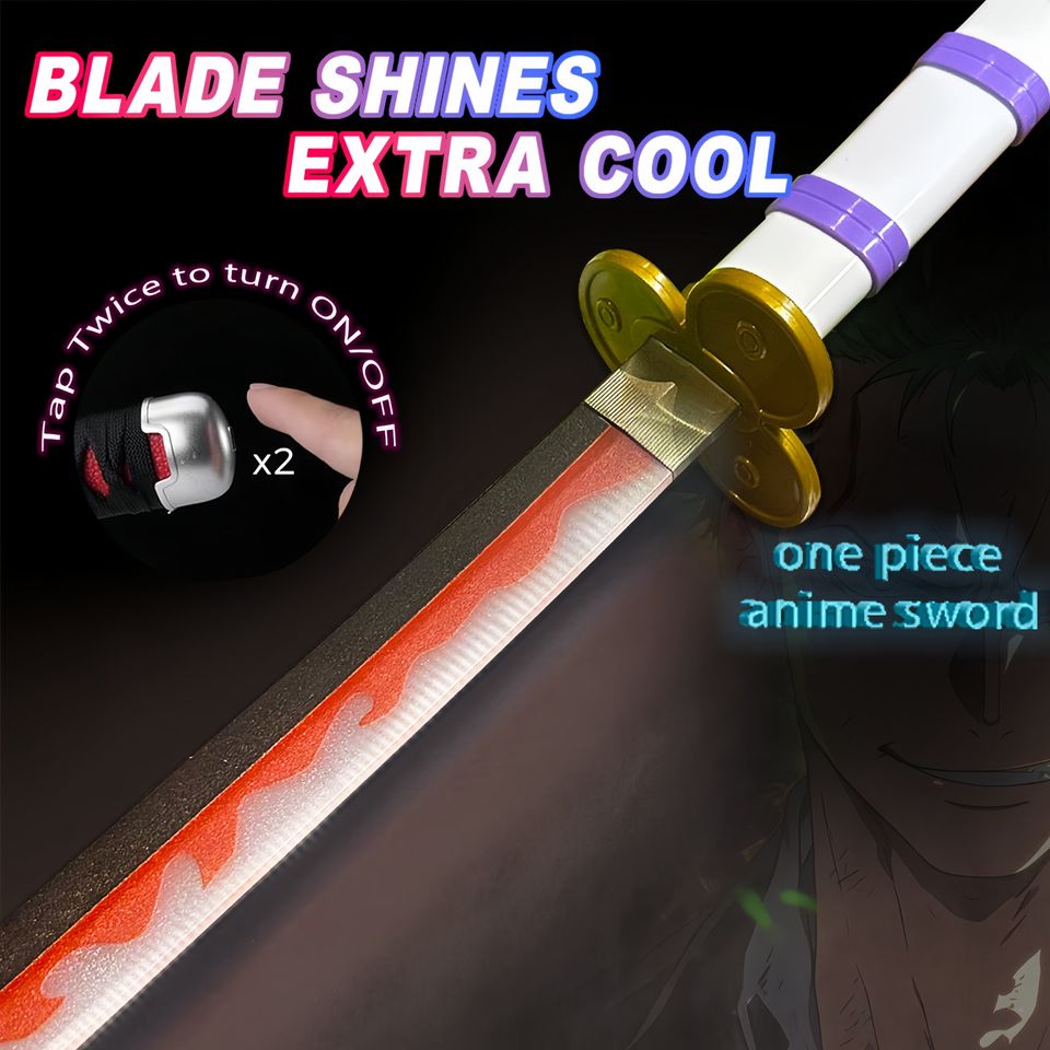 Light Up One Piece Yama Enma White Sword 2.0 - 40 inches Plastic Anime cosplay prop with Belt & Stand