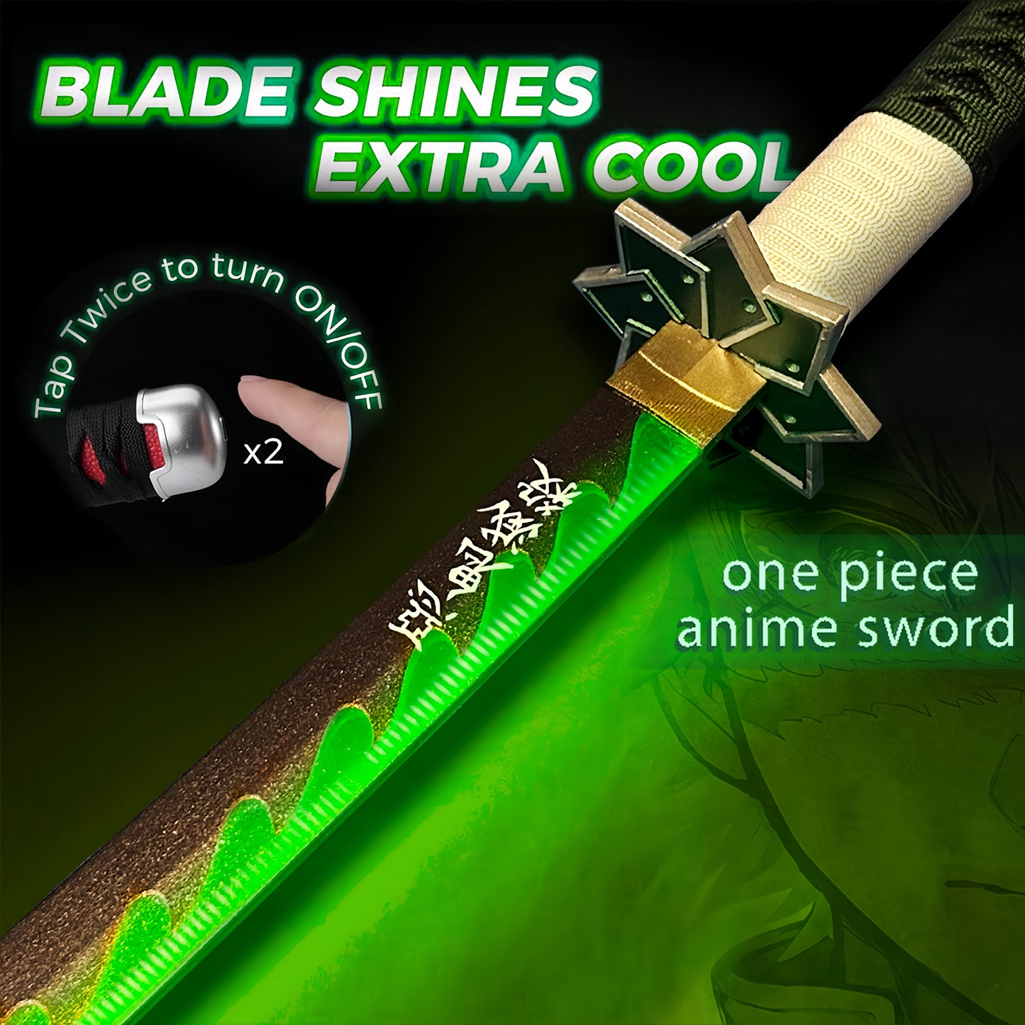 Light Up Sword Demon Sword 2.0 Sanemi- Rechargeable, 40 Inch Plastic Anime Replica Light Up Katana with Belt & Stand - Anime Sword with Authentic Design