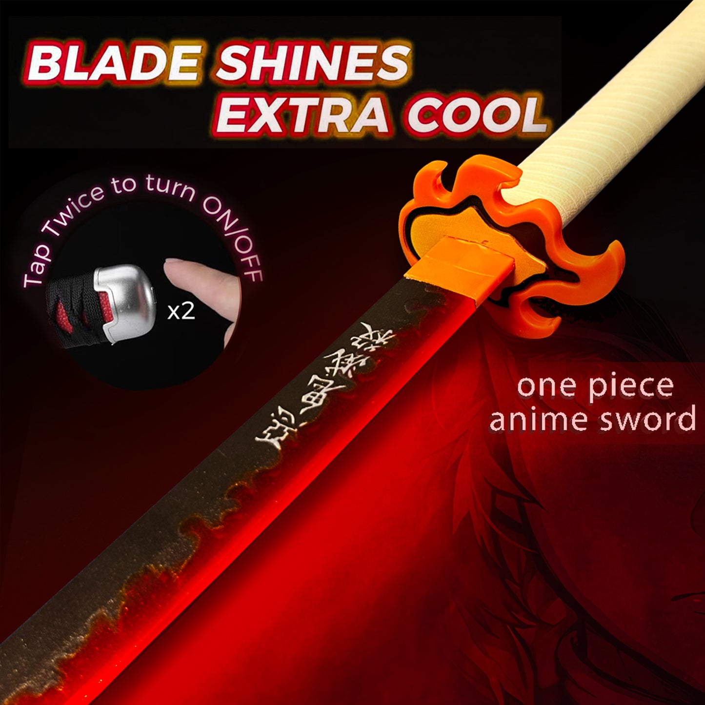 Light Up Sword Demon Sword 2.0 Rengoku- Rechargeable, 40 Inch Plastic Anime Replica Light Up Katana with Belt & Stand - Anime Sword with Authentic Design