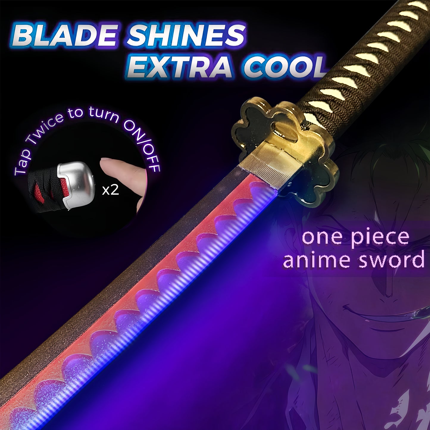 Light Up Sword Demon Sword 2.0 Shusui- Rechargeable, 40 Inch Plastic Anime Replica Light Up Katana with Belt & Stand - Anime Sword with Authentic Design