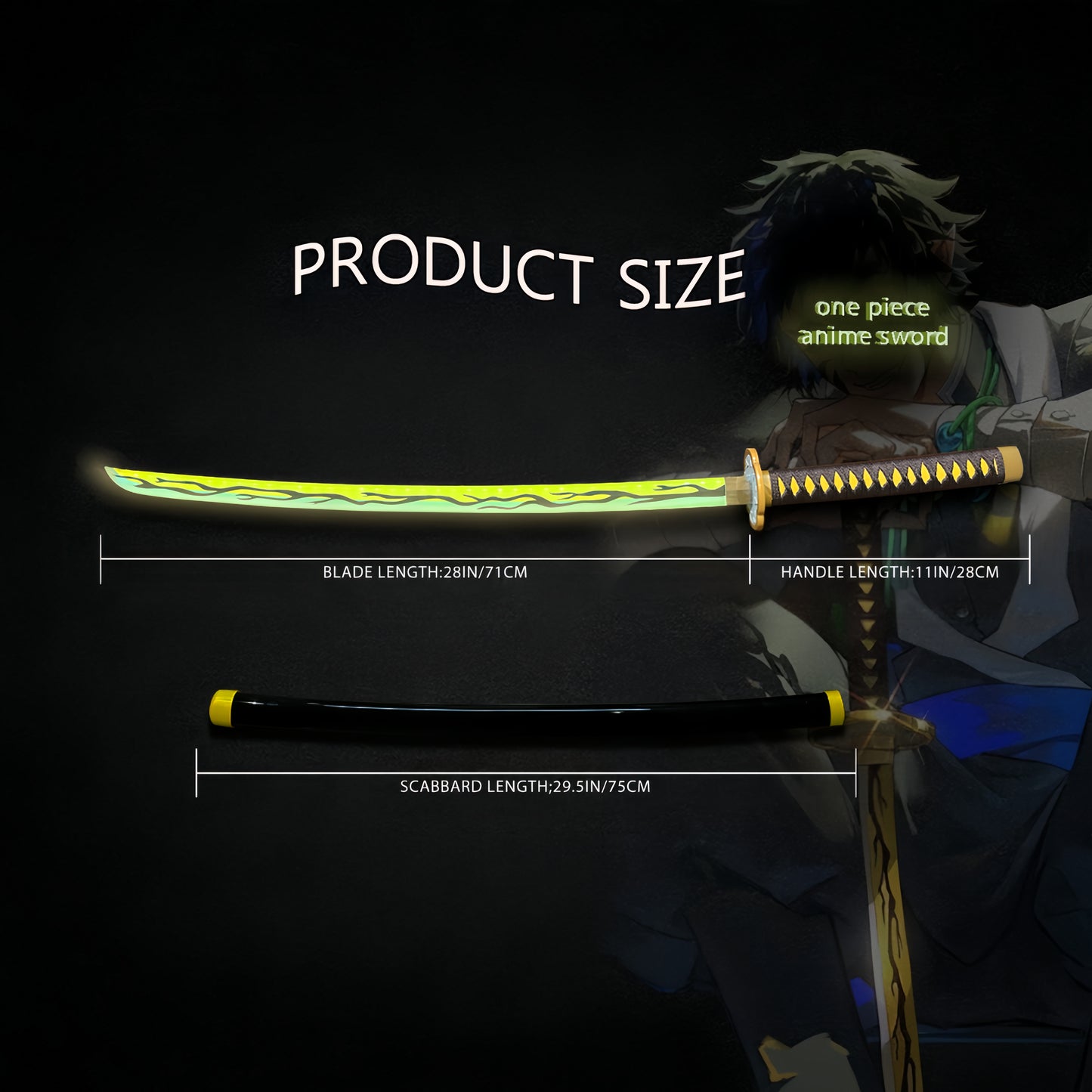 Light Up Demon Slayer Sword 2.0 Inadama Kaigaku - 40 inches Plastic Anime cosplay prop with Belt & Stand