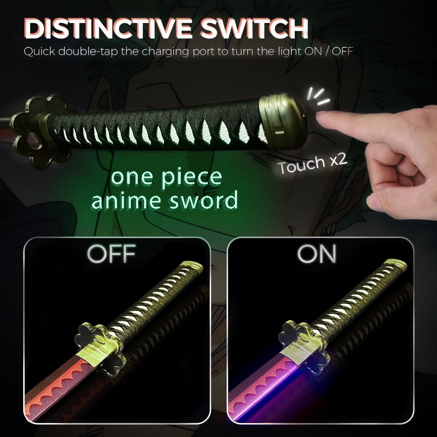 Light Up Sword Demon Sword 2.0 Shusui- Rechargeable, 40 Inch Plastic Anime Replica Light Up Katana with Belt & Stand - Anime Sword with Authentic Design